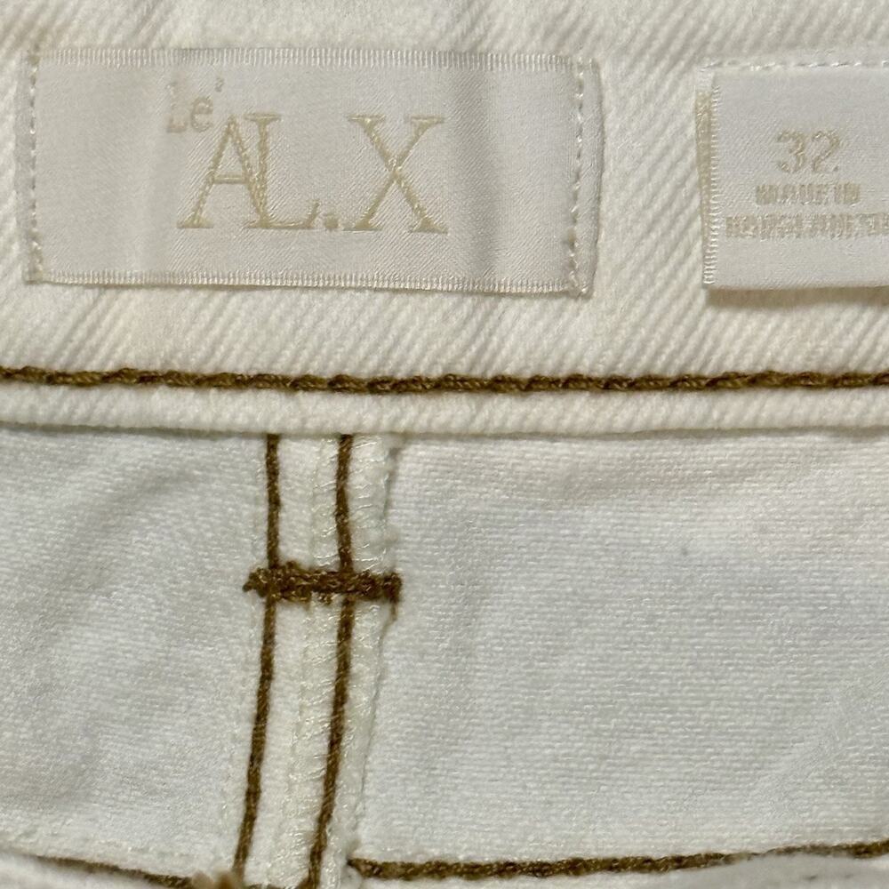 NEW Le' AL.X Ivory White Denim Pencil Maxi Skirt Contrast Stitch Back Slit 32 - Picture 8 of 12